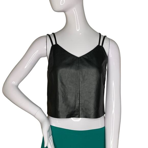 Walter Baker Tops - Walter Baker NWOT Leroy Crop Top 100% Lamb Leather Zipper on Back Size XS